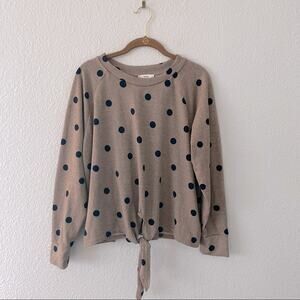 Neutral Polka Dot Top Tie Front by MINE